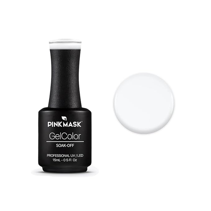 PINK MASK Gel Color Nail Polish White Tips 15ml / o.5 oz - UV/LED Gel Polish, Non Wipe, Long Lasting, Soak Off Formula