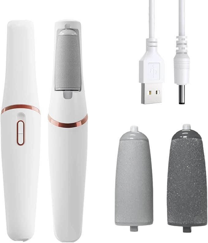 Electric Callus Remover for feet,Rechargeable Foot Callus Remover -2 Speed Adjustable,Coarse & Fine Roller - Electric Hard Skin Removal for Feet-Smooth feet in Seconds for Women & Men (White)