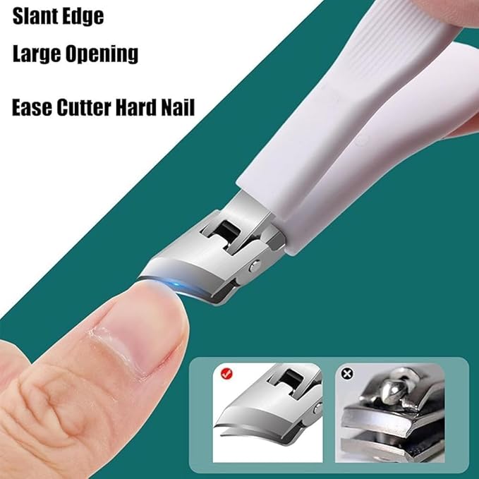 Eagle Beak Beveled Nail Clippers, 3Pcs Wide Jaw Opening Anti-Splash Slanted Nail Clipper, Long Handle Wide Jaw Opening Anti-Splash Slanted Edge Nail Clipper for Thick Nails,Seniors&Ingrown Care(Green)