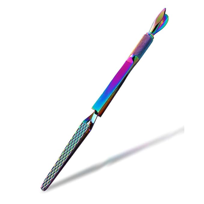 SILPECWEE 1Pc Colorful Stainless Steel Nail Art Pincher Cuticle Pusher Cuticle Nippers False Nail Shaping Tweezers Multi-Function Nail Care Manicure Sticks Nail Art Tools