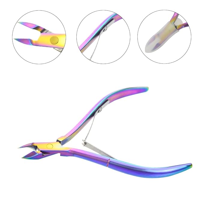 8Pieces Cuticle Trimmer Cuticle Nipper Cuticle Remover Cuticle Cutter with Cuticle Pusher Stainless Steel Cuticle Cutter Clipper Nail Tools for Fingernails and Toenails (Rainbow)