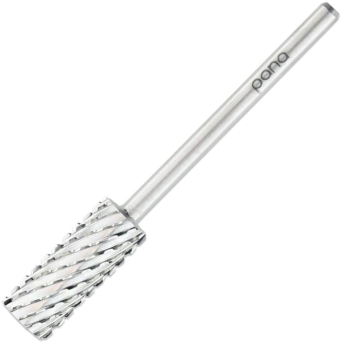 PANA Nail Carbide Cylinder Bit - Two Way Rotate use for Both Left and Right Handed - Fast remove Acrylic or Hard Gel - 3/32" Shank - Manicure, Nail Art, Drill Machine (2X Coarse, Silver)