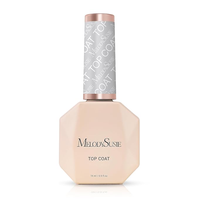 MelodySusie Top Coat No Wipe Glossy Long Lasting Shine Finish Soak Off UV LED Nail Lamp Nail Polish Art Design Manicure Kit Perfect Gifts for Women Girls 1 Pcs 15ml Clear