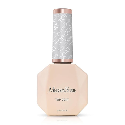 MelodySusie Top Coat No Wipe Glossy Long Lasting Shine Finish Soak Off UV LED Nail Lamp Nail Polish Art Design Manicure Kit Perfect Gifts for Women Girls 1 Pcs 15ml Clear