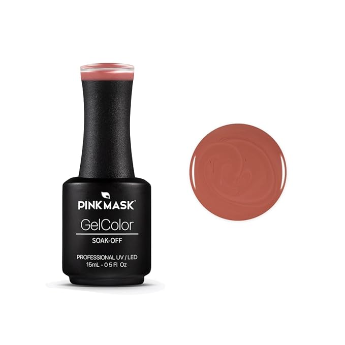 PINK MASK Gel Color Nail Polish Cinnamon 15ml / o.5 oz - UV/LED Gel Polish, Non Wipe, Long Lasting, Soak Off Formula
