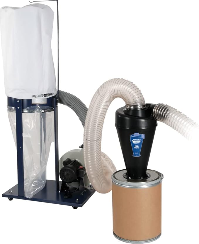 Oneida Air Systems Super Dust Deputy Compact 15 Gallon 4/5 Deluxe Cyclone Kit for for Single Stage 0.5 to 3HP Dust Collectors, Black