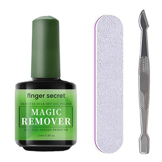 Gel Nail Polish Remover Kit, Fast Efficient Gel Polish Remover for Tough Gel, No Damage to nails Remove Soak Off Nail Gel Polish Portable Magic remover -0.5oz