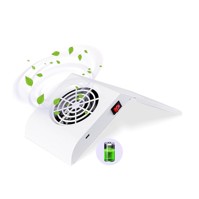 Mini Rechargeable Nail Dust Collector for Personal Use at Home，cordless Small Quiet Vacuum Nail Fan Dust Collector Vent for Nail Art, Foldable Design, 2 Filter Bags