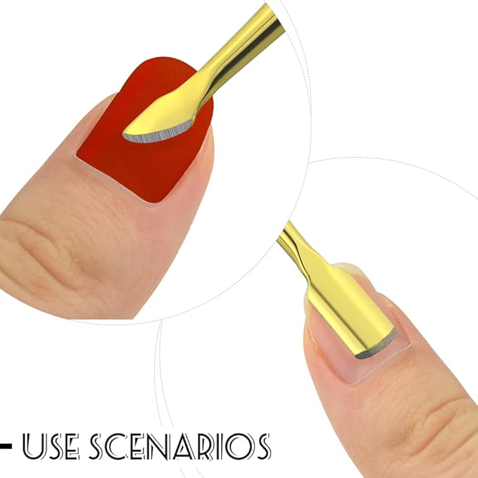 4 Pieces Nail Cuticle Pusher Stainless Steel Nail Polish Cuticle Remover Double Ended Manicure Nail Pedicure Tool Metal Cuticle Peeler Scraper for Fingernails and Toenails (Gold)