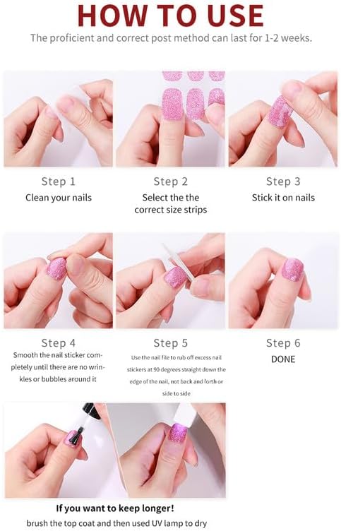 No Lamp Gel Nail Strips 22 Pcs Wraps - Pink White, Easy Apply Gel Nail Stickers Long Lasting, Salon-Quality, 2 Prep Pads, 1 File, 1 Wooden Stick