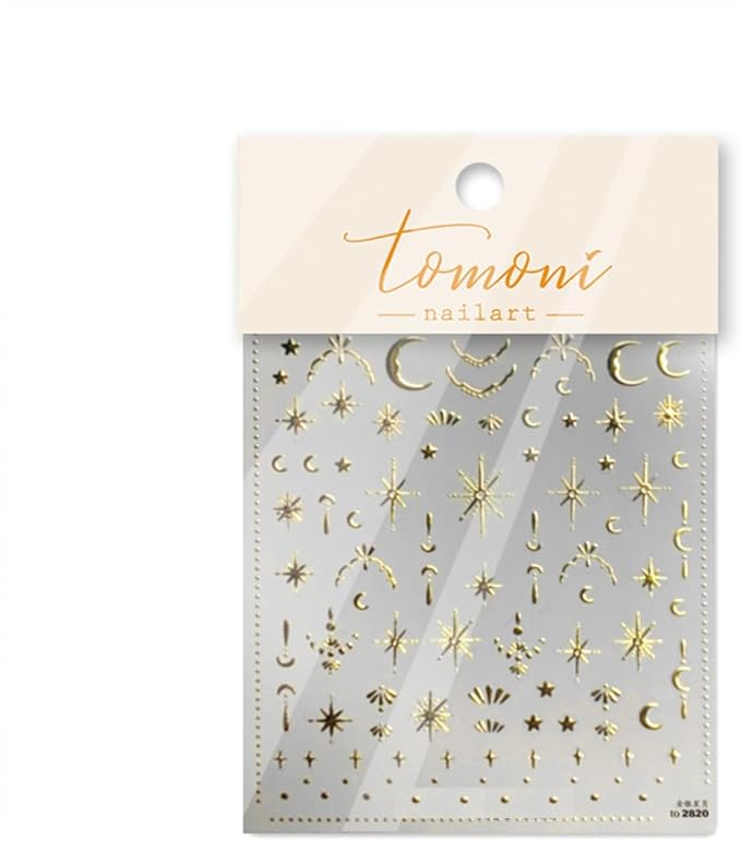 Moon Star Nail Art Stickers 5D Embossed Gold Star Nail Decals Gold Star Moon Nail Stickers for Nail Art Self-Adhesive Luxury Nail Design Star Nail Supplies for Women Girls DIY Manicure Decoration