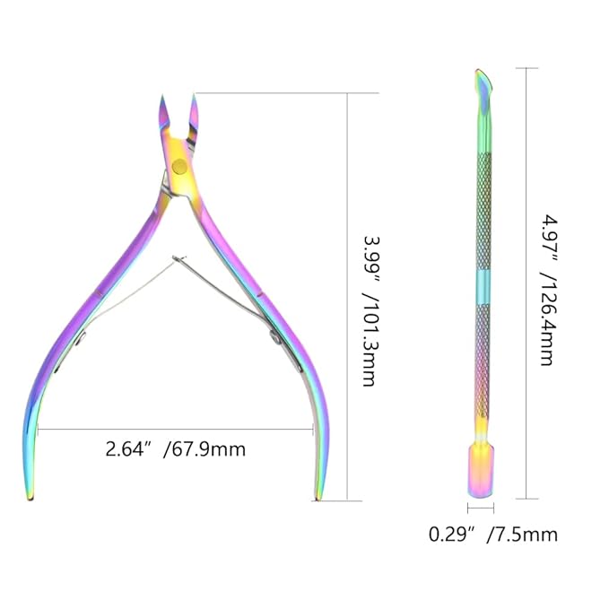 8Pieces Cuticle Trimmer Cuticle Nipper Cuticle Remover Cuticle Cutter with Cuticle Pusher Stainless Steel Cuticle Cutter Clipper Nail Tools for Fingernails and Toenails (Rainbow)