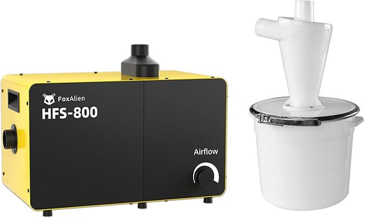 FoxAlien 800W Desktop Dust Collector HFS-800 with Cyclone Dust Separator for CNC Cutting Woodworking, Air Filtration System with HEPA and Carbon Filter, Airflow Adjustable（110V）