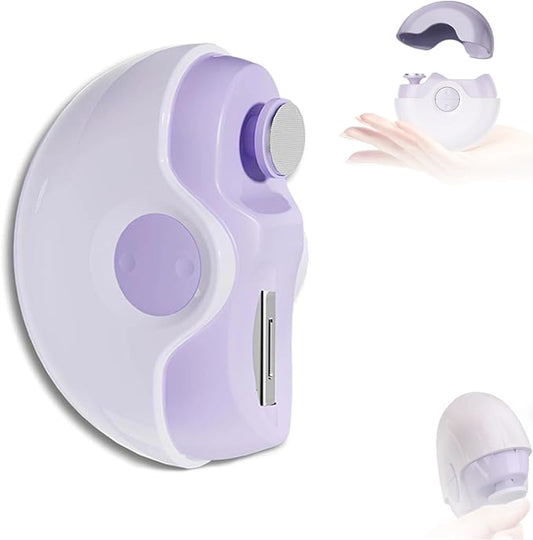 Electric Nail Clipper, 2 in 1 Electric Polishing Automatic Nail Clippers, Portable Electrics Nail Trimmer with Nail Chip Storage, Automatic Nails Clipper for Adults Children Elderly (Purple)