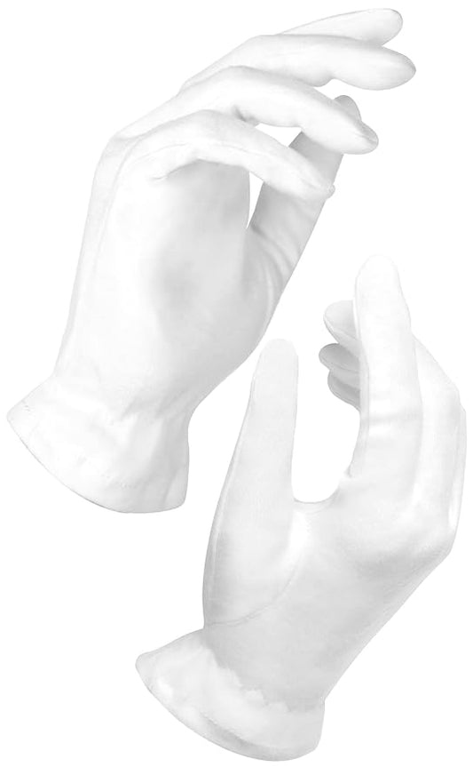 Care Wear White Cotton Gloves for Dry Hands - Overnight Eczema Moisturizing Lotion Treatment - 20 XL Jersey Glove Liners
