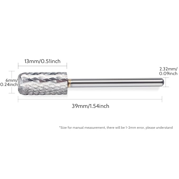 QUNZHAO Nail Drill Bits Dust Droof Bit Tungsten Steel Fast Remove Acrylic or Hard Gel 3/32" Shank - Manicure, Nail Art, Drill Machine Accessories (Extra Coarse-XC, Silver)