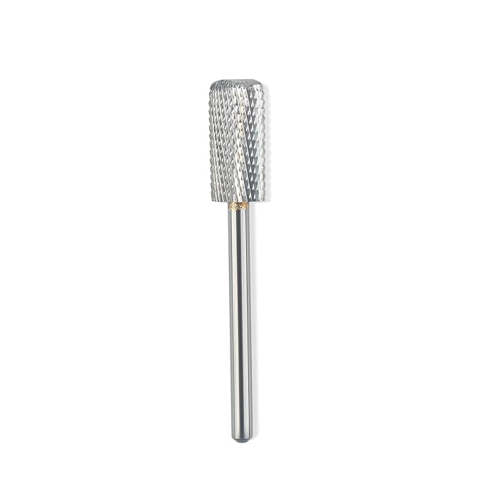 QUNZHAO Nail Drill Bits Dust proof bit Tungsten Steel Fast remove Acrylic or Hard Gel 3/32" Shank - Manicure, Nail Art, Drill Machine (Fine-F, Silver)