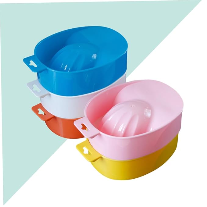 Mikinona 5pcs Nail Care Bowl Soak Tray for Manicure Nail Polish Remover Random Colors for Home Salon Use Fits Nails for Cuticle Softening Tip Removal