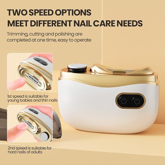Electric Automatic Nail Clipper, Nail Clippers with Light Electric Nail Trimmer 2 Speeds Safe Automatic Nail Clipper Debris Clipping Storage, Suitable for Children, Adults, and The Elderly