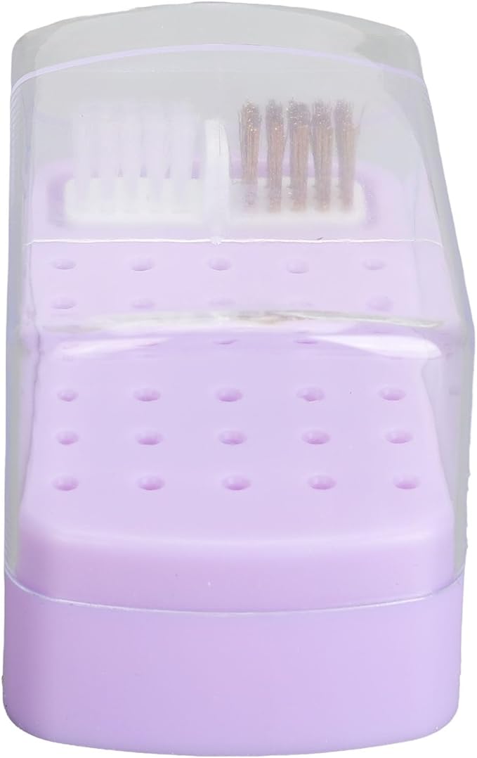 Dioche Nail Drill Bit Holder Stand, Dust Proof Storage Container Box Case Organizer for Home Use or Nail Salon with 30 Holes, Gold ( 3)