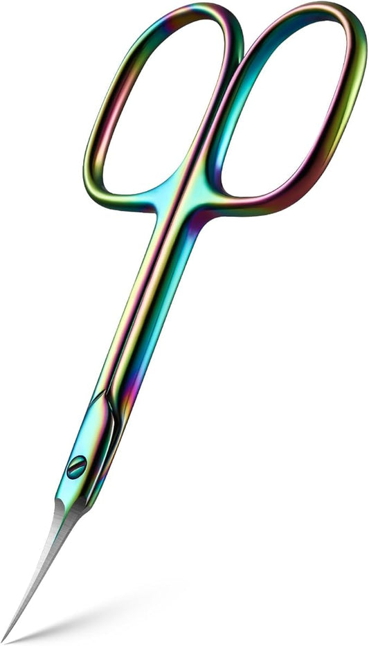 BEZOX Curved Cuticle Scissors - Precision Manicure Scissor Nail Cuticle Trimmer, Professional Stainless Steel Nail Scissors for Cuticle Care, Cuticle Cutter Small Scissors for Women - Rainbow