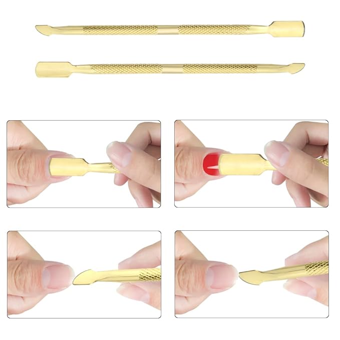 8Pieces Cuticle Trimmer Cuticle Nipper Cuticle Remover Cuticle Cutter with Cuticle Pusher Stainless Steel Cuticle Cutter Clipper Nail Tools for Fingernails and Toenails (Gold)