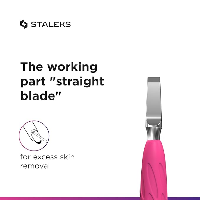 Staleks Pro Manicure Pusher UNIQ 10 Type 6 – Silicone Handle – Wide Rounded Pusher & Nail Cleaner