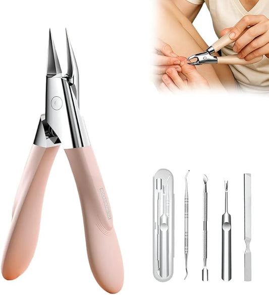 Nailpro Guard, 2025 New Designed for Ingrown and Thick Nails, Portable Ultra Sharp Stainless Steel Nail Clippers, Ultra-Thin, Easy Grip and Squeeze, Featuring Permanently Sharp Steel (Pink)