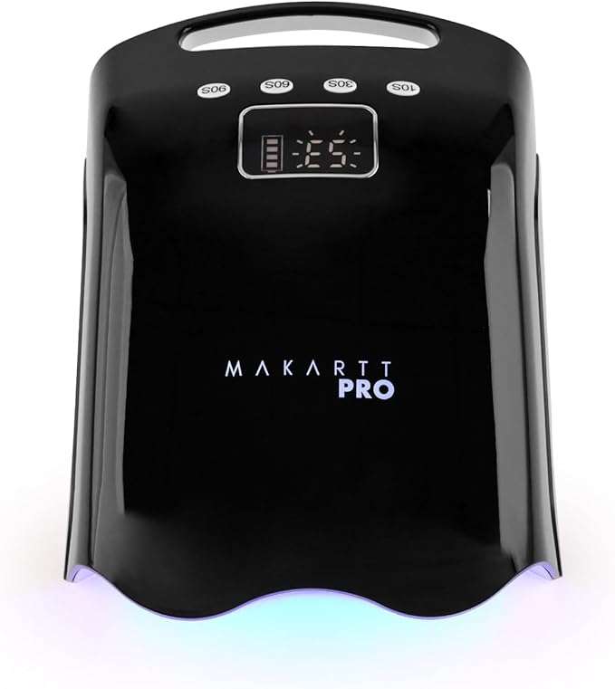MakarttPro LuxuriaPro 98W Professional UV LED Nail Lamp | 42 Powerful LEDs for Fast and Efficient Curing Gel Nails | Rechargeable 5200mA Lithium Battery | Cordless Nail Dryer (Luxe Black)