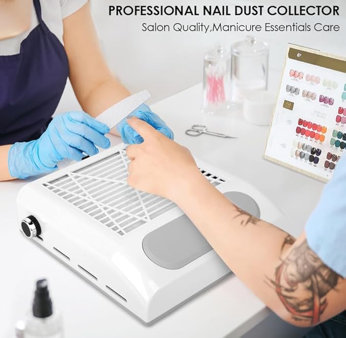 Nail Dust Collector Vacuum 80W Adjustable Power Suction CoFashion Nail Dust Cleaner Machine for Manicure, Dust Collector for Nails for Salon Home Use- Nail Filter When Using Nail Drill