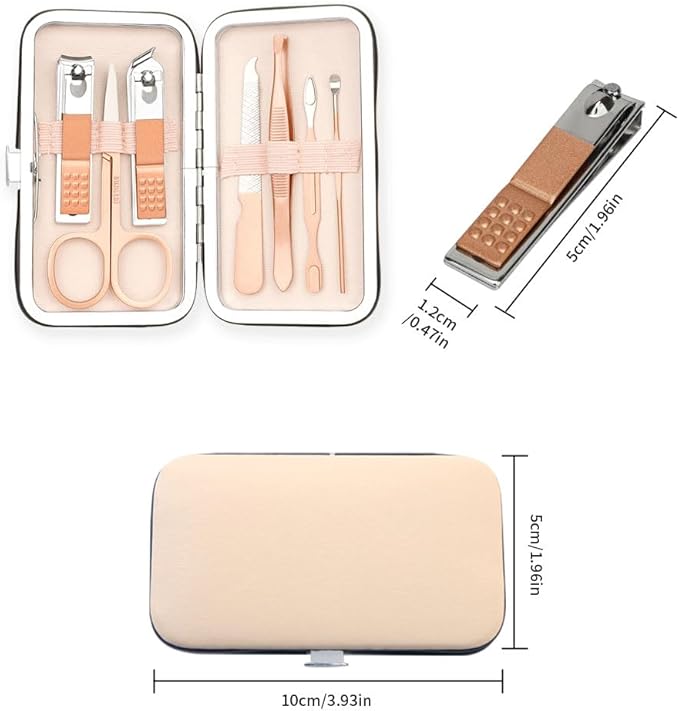 Christmas Gifts Nail Clippers Manicure Set Nail Tools Pedicure Supplies Christmas Stocking Stuffers for Women Fingernail Toenail Clippers 8 in 1 Pednicure Tools Rose Gold with Leather Travel Case