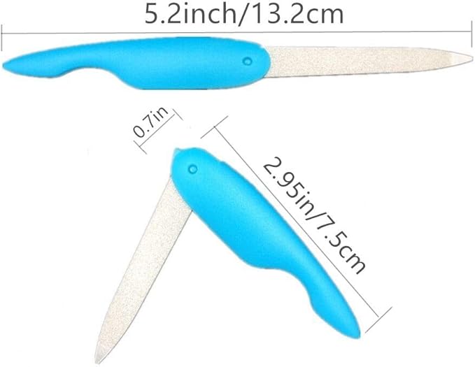3pcs Metal Folding Nail File Stainless Steel Fold Cuticle Professional Double Sided Files Nails Tool Set for Men and Woman(Random Color)