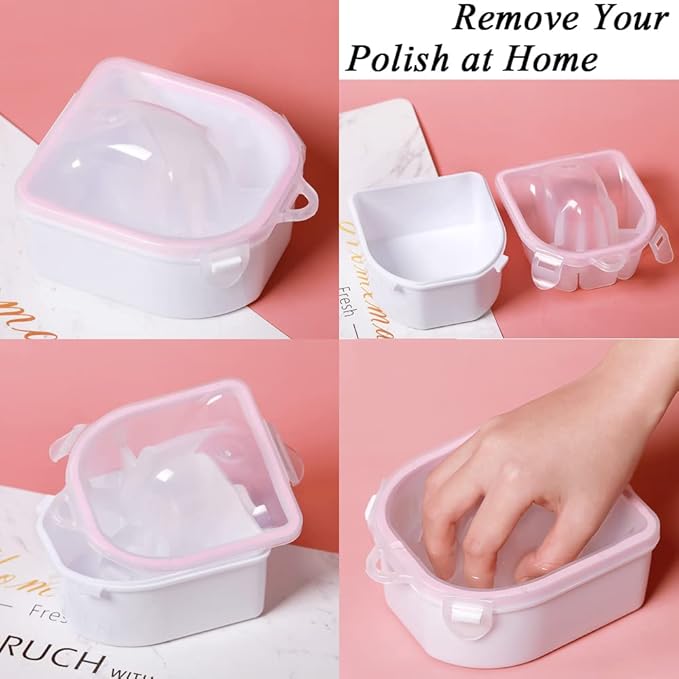 Nail Soaking Bowl, Gel Nail Polish Remover Kit, Manicure Bowl for Hand, Dip Powder Remover Tools, Nail Soak Off Bowl for Acrylic Nails, Nail Brush, Cuticle Pusher, Cuticle Peeler, 100/180 Nail File,