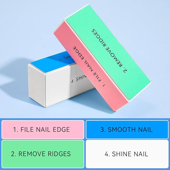 TsMADDTs 13PCS Nail Buffer Kit with 4-Way Buffing Block, 3-Way Sanding Block, 100/180 Files, Cuticle Trimmer, Nail Care Tool Kit