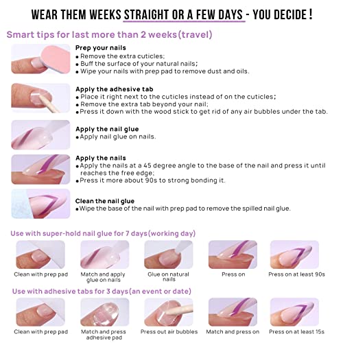BTArtbox French Tip Press On Nails Almond - Black Press on Nails Short, Glue On Nails for Women Gift, Supremely Fit Natural Reusable Stick On Nails in 16 Sizes - 32 Fake Nails Kit, Black French