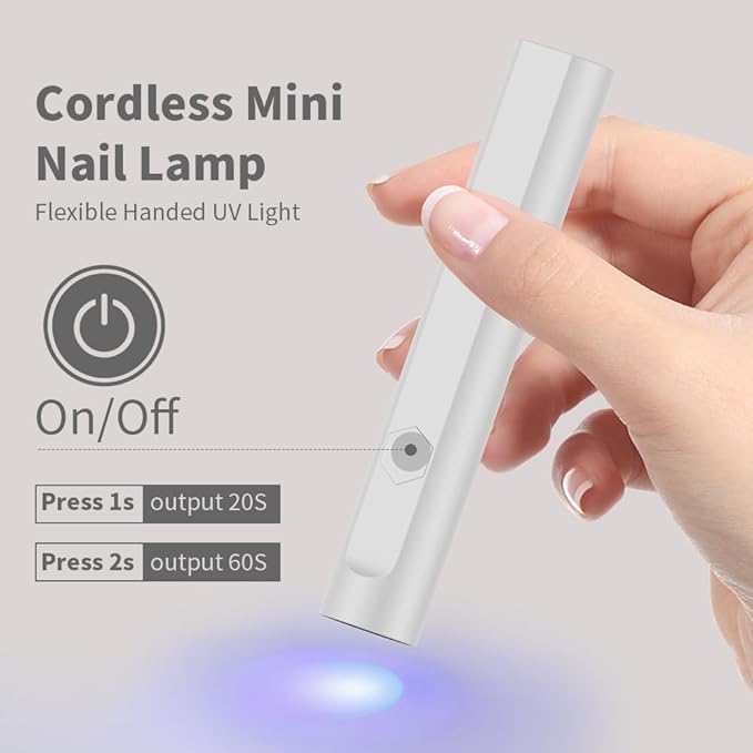 Mini UV Light for Gel Nails, Small Nail Cure Light, Flash Cure Lamp for Gel Nails, LED Nail Lamp for Gel Polish, Manicure USB Nail Dryer for Fast Curing at Salon Home DIY White