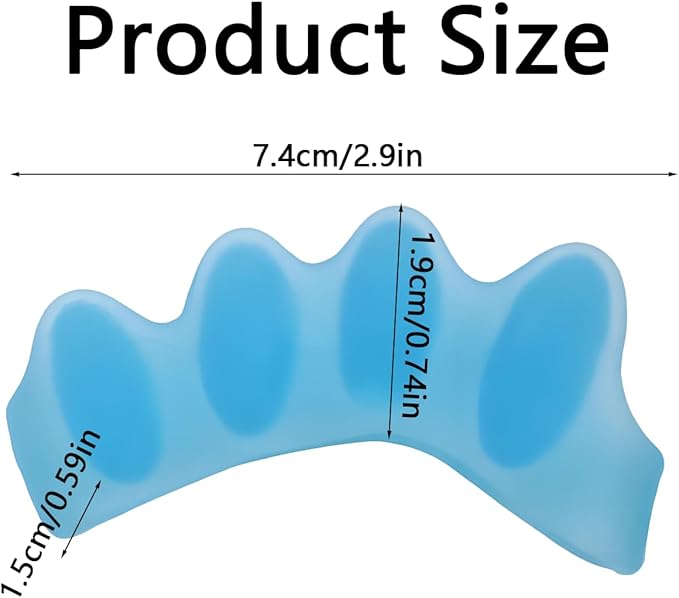 Silicone Toe Spreaders for Men & Women - Correct Curled Toes, Bunion & Hammer Toe Support, Reusable & Washable Adjustable Unisex Toe Spacer（4 Pack） (Skin Tone + Blue)