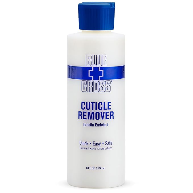Blue Cross Professional Nail Care Cuticle Remover Liquid with Lanolin (6oz) + Yello Out Purple Toner Nail (0.5oz), 2 Pack Bundle