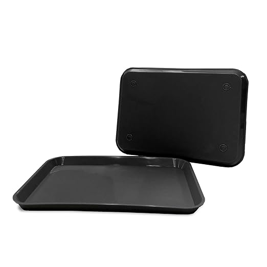 12 Black Dental Autoclavable Plastic Instrument Set Up Flat Tray (13.25 Inches x 9.75 Inches, Size B) by PlastCare USA
