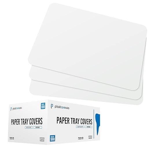 PlastCare USA White Disposable Tray Liners, Sanitary Covers for Size B Dental, Surgical, Medical Tray, Tattoo Table Station, Aesthetician Supplies, Single Use Paper Sheets 8.5" x 12.25", 1000 Pack