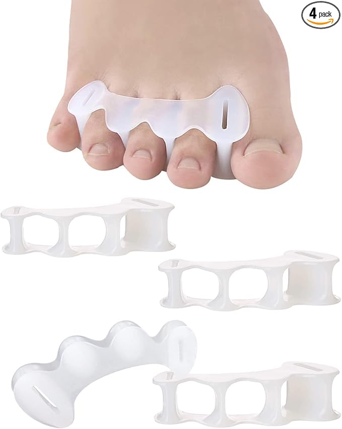 2Pairs Toe Separators Toe Spacers for Women Men to Correct Bunion, Relieve Feet Pain, Foot Alignment, Toe Straighteners for Hammertoes, Plantar Fasciitis (S, Women Shoe Size: 5-9, Men: 6-7)