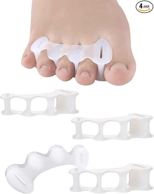 2Pairs Toe Separators Toe Spacers for Women Men to Correct Bunion, Relieve Feet Pain, Foot Alignment, Toe Straighteners for Hammertoes, Plantar Fasciitis (M, Women Shoe Size 9-12.5, Men: 7-11)