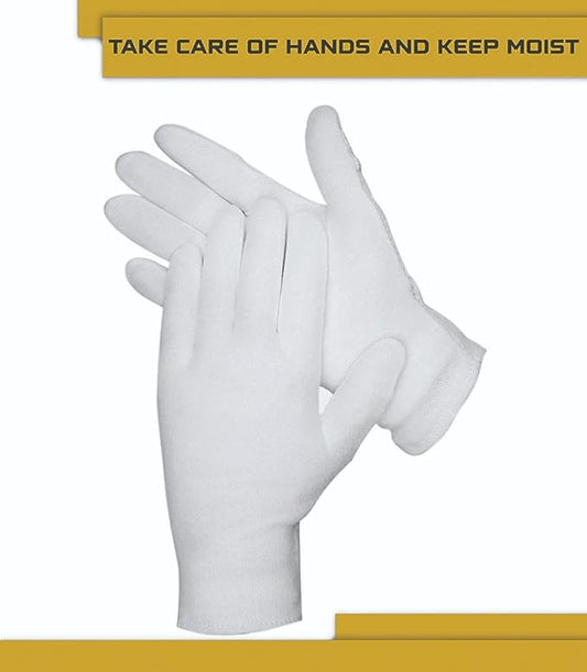 12 Pcs White Cotton Gloves| Cotton Gloves for Eczema| Cotton Gloves for Dry Hands| Moisturizing Gloves | Inspection Gloves| Coin Handling and Jewelry Inspection Gloves|