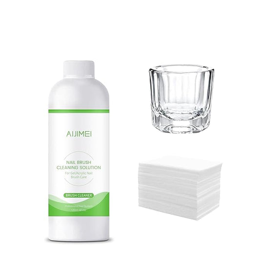 AIJIMEI Nail Brush Cleaner 120ml Acrylic Nail Brush Cleaner kit for Efficient Nail Art Brush Cleaning Quick Gel Removal Suitable for Professional and Home