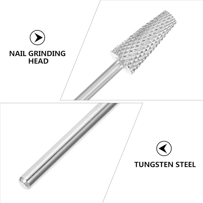 Tungsten Steel Nail Grinding Head Kit, 2pcs Manicure Drill Bits for Nail Polishing Dead Skin Removal, Professional Manicure Art Tool for Salons, 1.57in