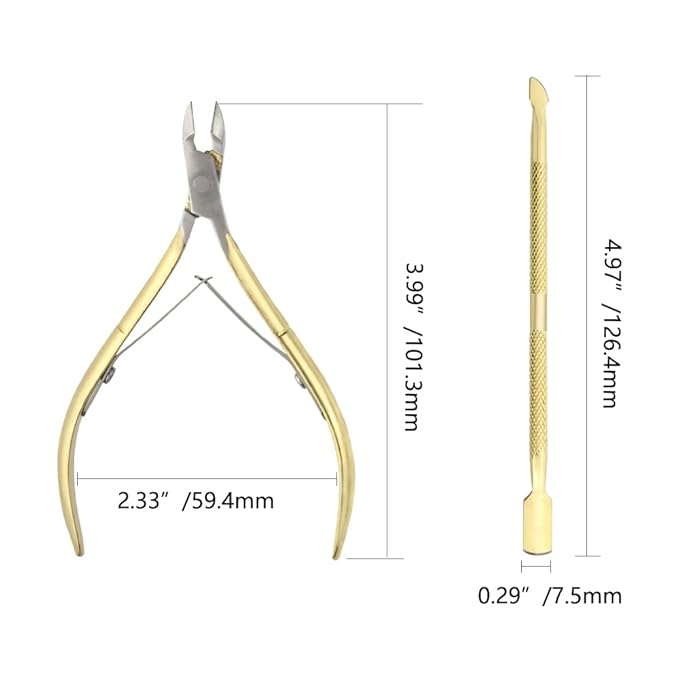 8Pieces Cuticle Trimmer Cuticle Nipper Cuticle Remover Cuticle Cutter with Cuticle Pusher Stainless Steel Cuticle Cutter Clipper Nail Tools for Fingernails and Toenails (Gold)