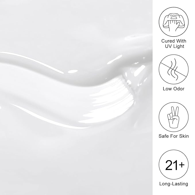 Imtiti White Gel Polish, One Step LED U V Gel Polish Nail Art Starter Manicure Salon for Women Girls 0.3 Fl Oz