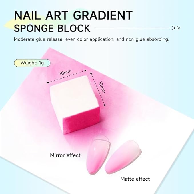 Nail Sponges Set for Ombre Gel,Nail Art Tools Set-100Pcs Nail Sponges With Gold Grabbing Pen Transparent Plastic Storage Box Used to Store Nail Art Tools