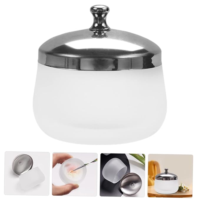 Frosted Glass Nail Art Bowl with Lid Durable Manicure Cup for Nail Care Professional Dappen Dish for Soaking Cleaning