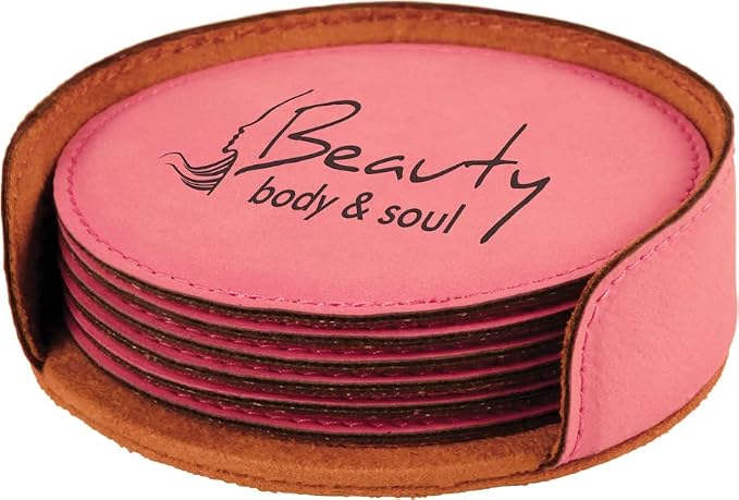 Custom Engraved Coasters | Personalized Leather Coaster | Set of 6 | Drink by AMERICAN+PERSONALIZED